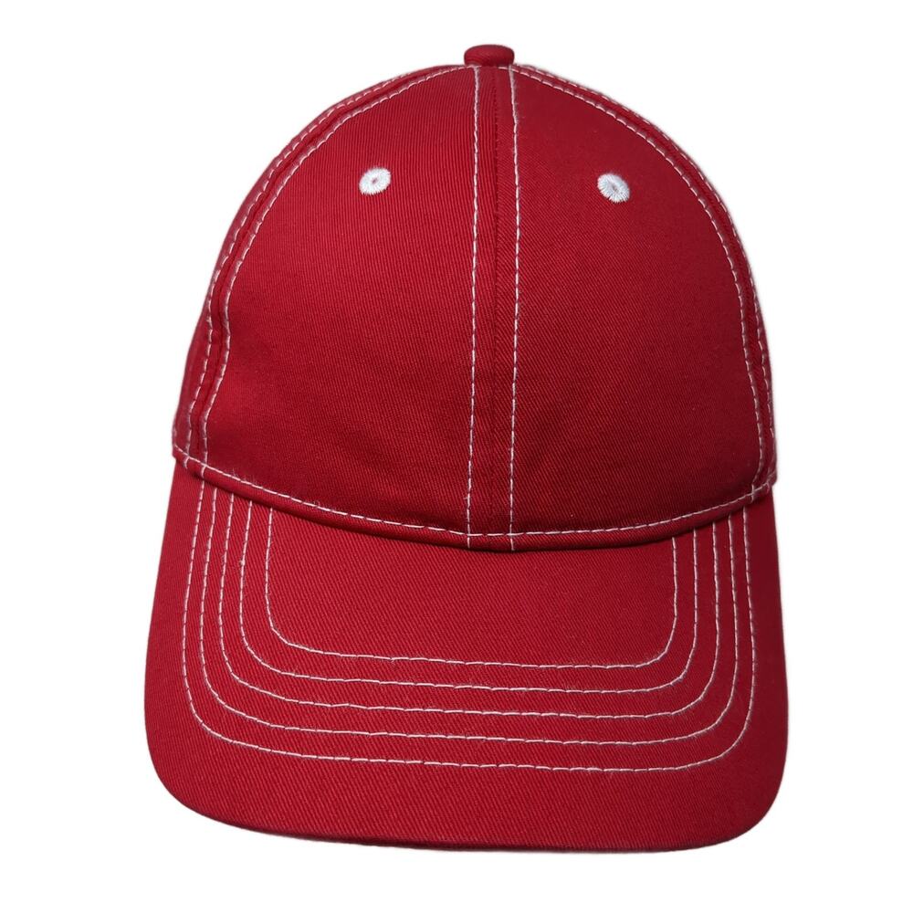 Unbranded Strapback Baseball Hat Red Solid One Si… - image 1